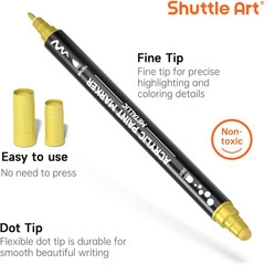 28 Metallic Colors Dual Tip Acrylic Paint Markers, Dot Tip and Fine Tip Acrylic