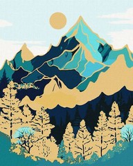 Ideyka Painting by Numbers kit Mountain landscape with extra metallic paints …