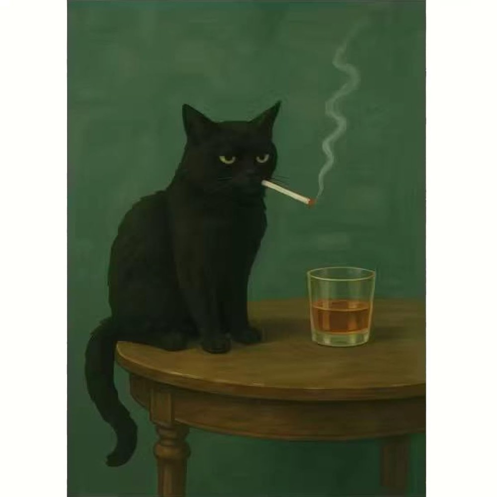 Cat Paint by Numbers Animals DIY Painting On Canvas,by Number Black Cat in Stain
