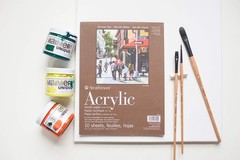 400 Series Glue Bound Acrylic Paper Pad, 246 lb. Linen, 9 X 12 inches, White,…