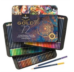 Castle Arts Gold Standard BRAND NEW 72 Oil-Based Colored Pencils in Display Tin