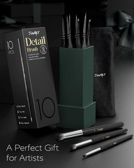 10-Piece Miniature Detail Paint Brush Set for Models, Acrylic, Oil & Watercolor