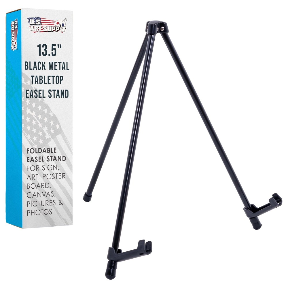 U.S. Art Supply 13.5″ Black Metal Tabletop Easel Stand Tabletop,