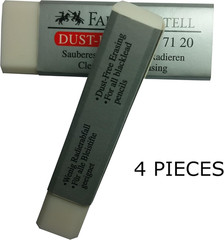[Pack of 4] LARGE Eraser Dust Free Clean and Soft Erasing for ART, OFFICE, SCHO