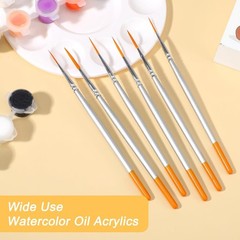 6 Pcs Script Liner Paint Brushes Fine Point Tip Detail Art Artist Brushes
