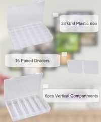 Storage Box 12 Pack 36 Grids Clear Plastic Organizer Dividers Uxwuy Bead 3600