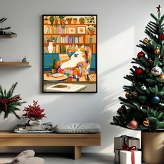 Painting by Numbers Kit for Adults Beginner,Charming Cat Bookshelf Color by Numb