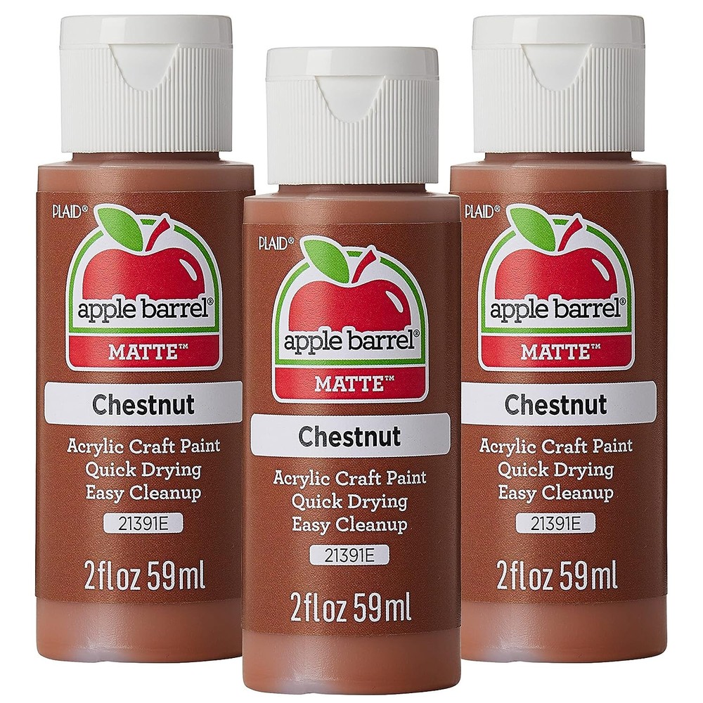 Chestnut Brown Acrylic Paint Set Lot of 3 (2 Ounces Each) Apple Barrel Matte NEW