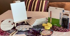 48pc Deluxe Painting Kits for Adults – Includes Adjustable Wood Easel, Thick …