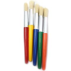 ADVANTUS CHL73205 Stubby Round Brushes Natural Bristles Assorted Colors Set Of