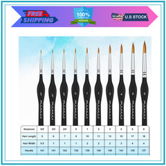 Kolinsky Sable Watercolor Brushes, 10pcs Sable Detail Paint Brush Set Will Keep