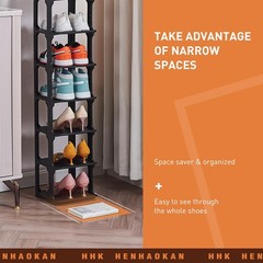 5 Tiers Vertical Shoe Rack, Narrow Free Standing Shoe Storage Organizer for E…