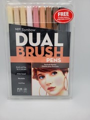 Tombow Dual Brush Pens (Fine and Brush Tip) Portrait Palette, 10 Pieces