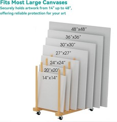 Art Canvas Storage Rack with Handle Caster Wheels Mobile
