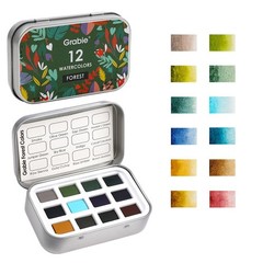12 PCS Forest Pocket Watercolor Paint Set Travel Art Supplies For Artists