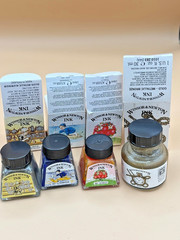 Vintage Winsor & Newton Drawing Ink Lot Silver Gold Ultramarine Scarlet Boxed