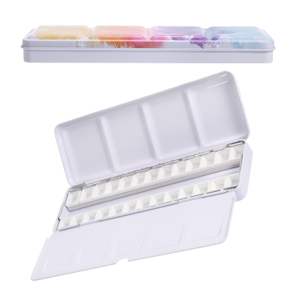 Empty Watercolor Palette Metal Tin with 26pcs Half Pans Paint Case for Travel