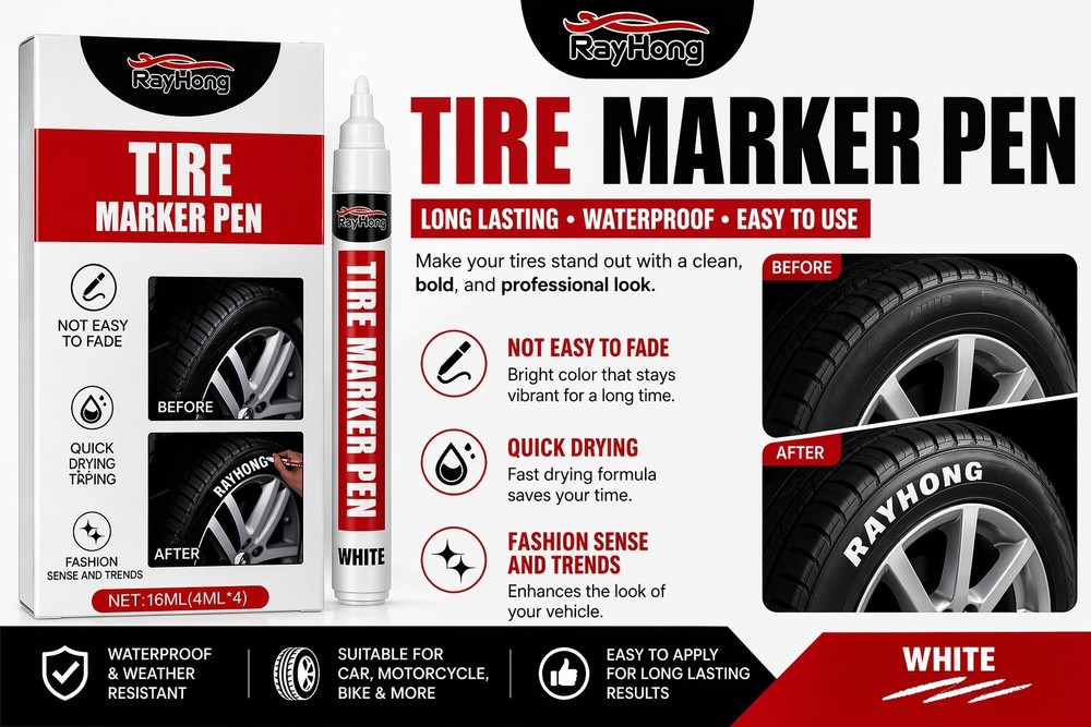 Tire Letters Waterproof Permanent Paint Marker Pen Car Tires Rubber Metal 4 Pack
