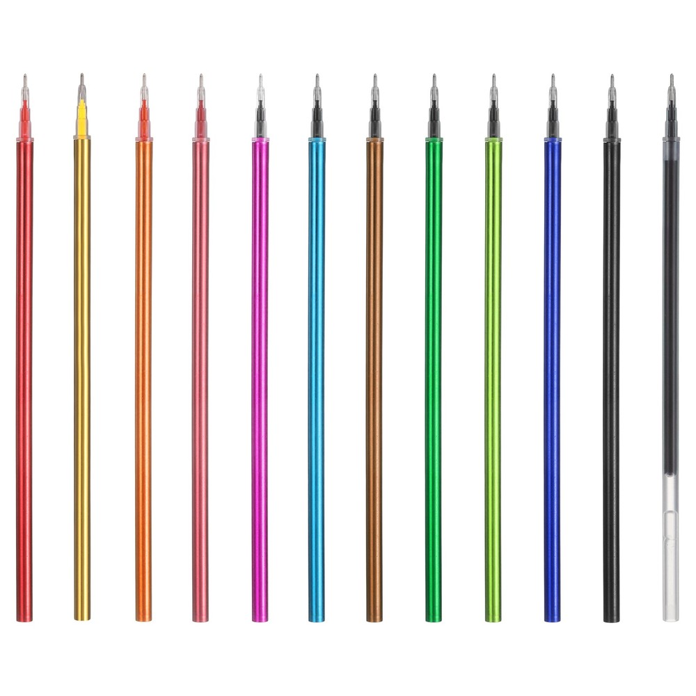 12Pack 0.5mm Gel Pen Refills for Coloring, Medium Point Pens Refills, Multicolor
