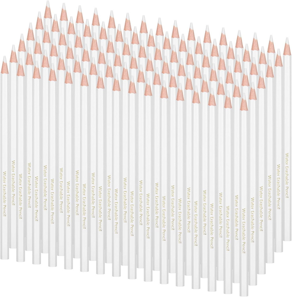 48 Pcs White Fabric Pencils for Sewing White Colored Chalk Pencils Water Soluble