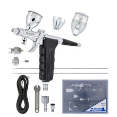 Master G77 Pistol Trigger Gravity Feed Airbrush, 2 Tips, Spray Gun Fan, 3 Cups