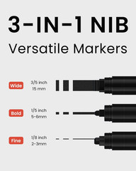 Black Poster Markers Jumbo: 5 Pcs 15Mm Wide Tip Thick Acrylic Paint Pen Large Pe
