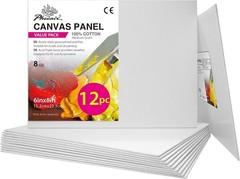 Small Painting Canvas Panels 6×8 Inch, 12 Value Pack – 8 Oz Triple Primed 100%