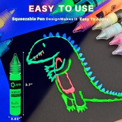 Artecho Glow in the Dark Paint 18 6.7 Fl Oz (Pack of 1), Glow&Neon-18 colors