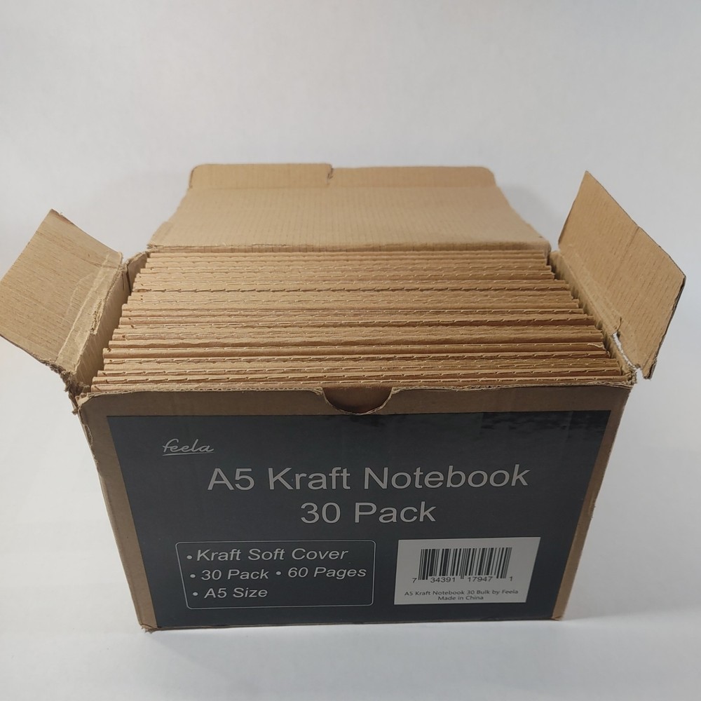 feela 26 Pack Blank Kraft Notebooks, lined Note Pad