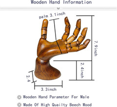 Wooden Hand,Wooden Mannequin,Antique Finish Wood Hand,Hand Model for Drawing,Mal