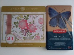 Anna Griffin 24 Water-soluble Pencils & Derwent 12 Metallic Set. Watercolor Art