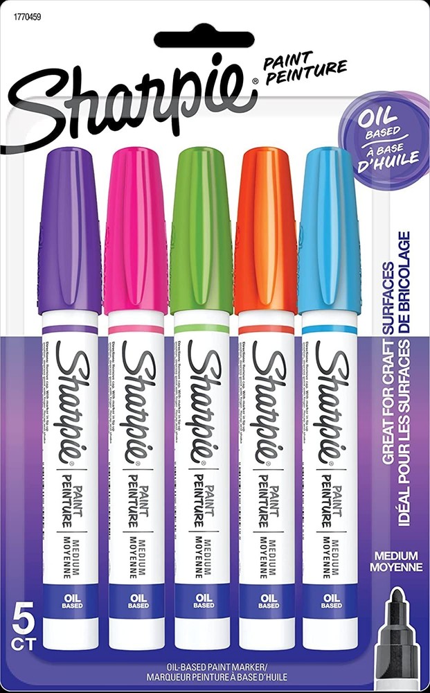 Sharpie Oil Based Paint Markers Assorted Colors 5 Count For Rock Painting Crafts
