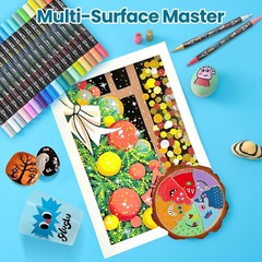 36 Colors Acrylic Paint Markers,18 Pack Dual-Color Acrylic Paint Pens with Brush