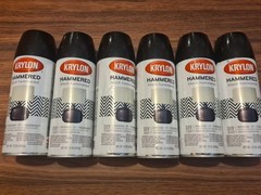 Lot Of 6 Krylon Hammered Black Spray Paint Indoor Outdoor 12 Oz Each DIY