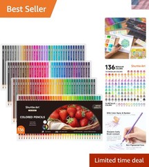 Rich Pigment Pencil Set of 136 with Break-Resistant Leads for Artists & Doodlers