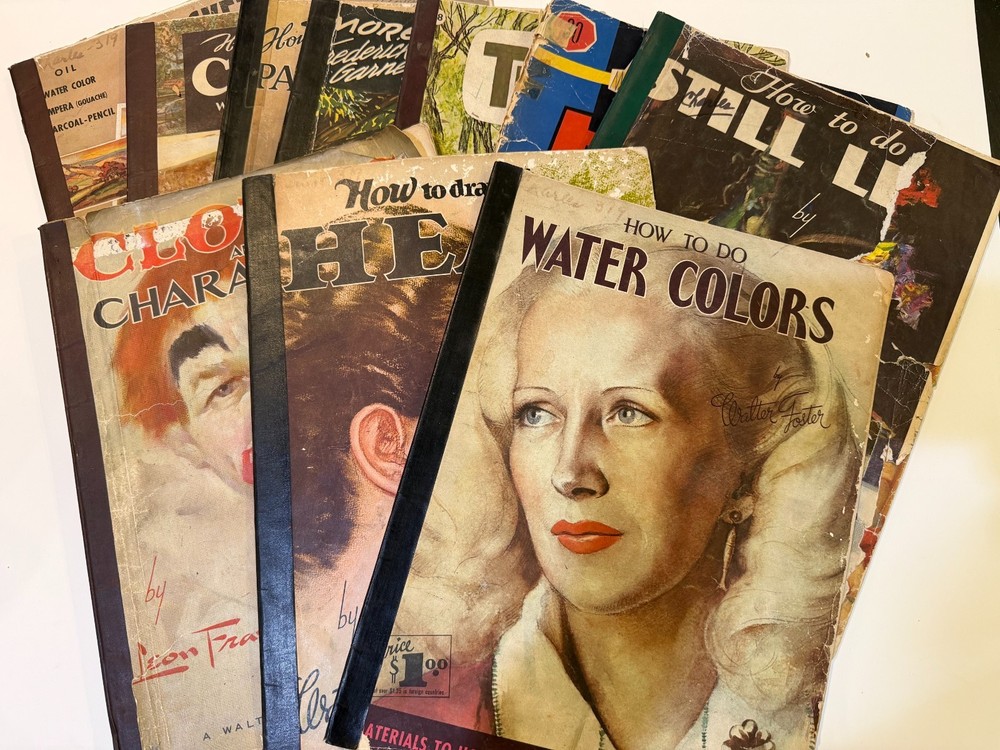 WALTER T FOSTER Lot Of 10 Vintage Instructional Art Books Mixed media ephemera