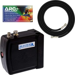 Master Model C16-B – Black Mini Airbrush Air Compressor with 6 Foot Braided A…