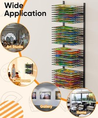 mocomax Wall Mount Art Drying Rack, 32 Removable Shelves Metal Paint Drying R…