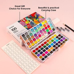 Grabie 100 Colors Watercolor Paint Set – 50 Regular, 35 Metallic, 10 Macaron and