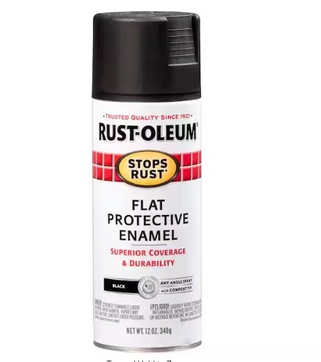 Rust-Oleum 7776830 Stops Rust Spray Paint, 12 oz, Flat Black