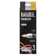 Liquitex Acrylic Paint Markers, Set of 3, Accent Colors, 2mm Nibs