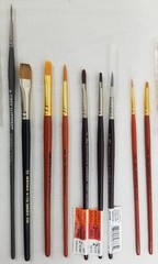 Mixed Lot Of Art Paint Brushes Various Sizes & Bristles Oil, Acrylic, Watercolor
