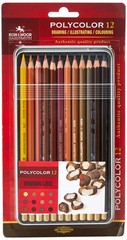 KOH-I-NOOR Polycolor Brown Line Artist’s Coloured Pencils (Set of 12)