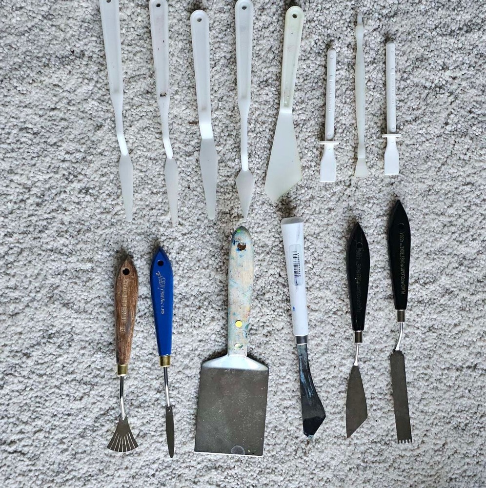 Set of 14 Painting Knives and similar tools Metal Plastic Art Craft SUpplies