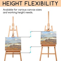 Beechwood Artist Easel, Large Studio A-Frame, Holds 48″ Canvas, Foldable