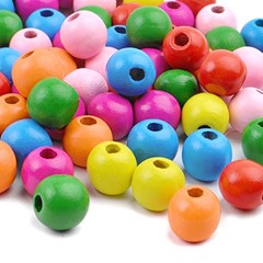 Wooden Beads Bulk,100pcs 16mm Wooden Beads Colourful Wood Beads Loose Round