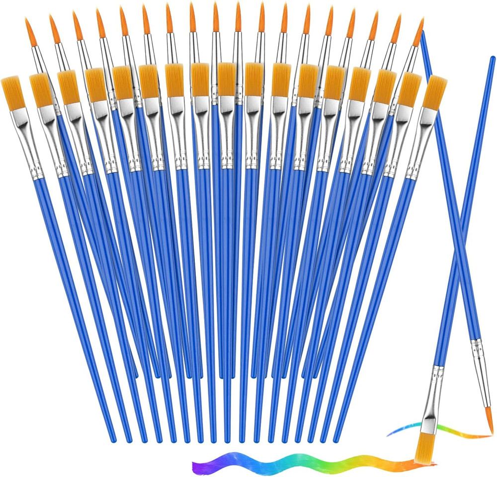 88 Pcs Small Paint Brush Set Nylon Flat & Round Tips for Art Craft Painting