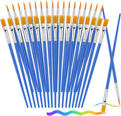 88 Pcs Small Paint Brush Set Nylon Flat & Round Tips for Art Craft Painting