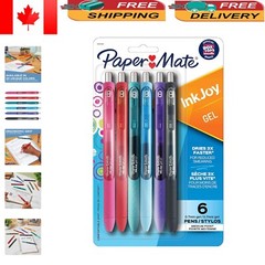 Assorted Colors Gel Pens, Ergonomic Comfort Grip, Ideal for All Ages – 6 Count