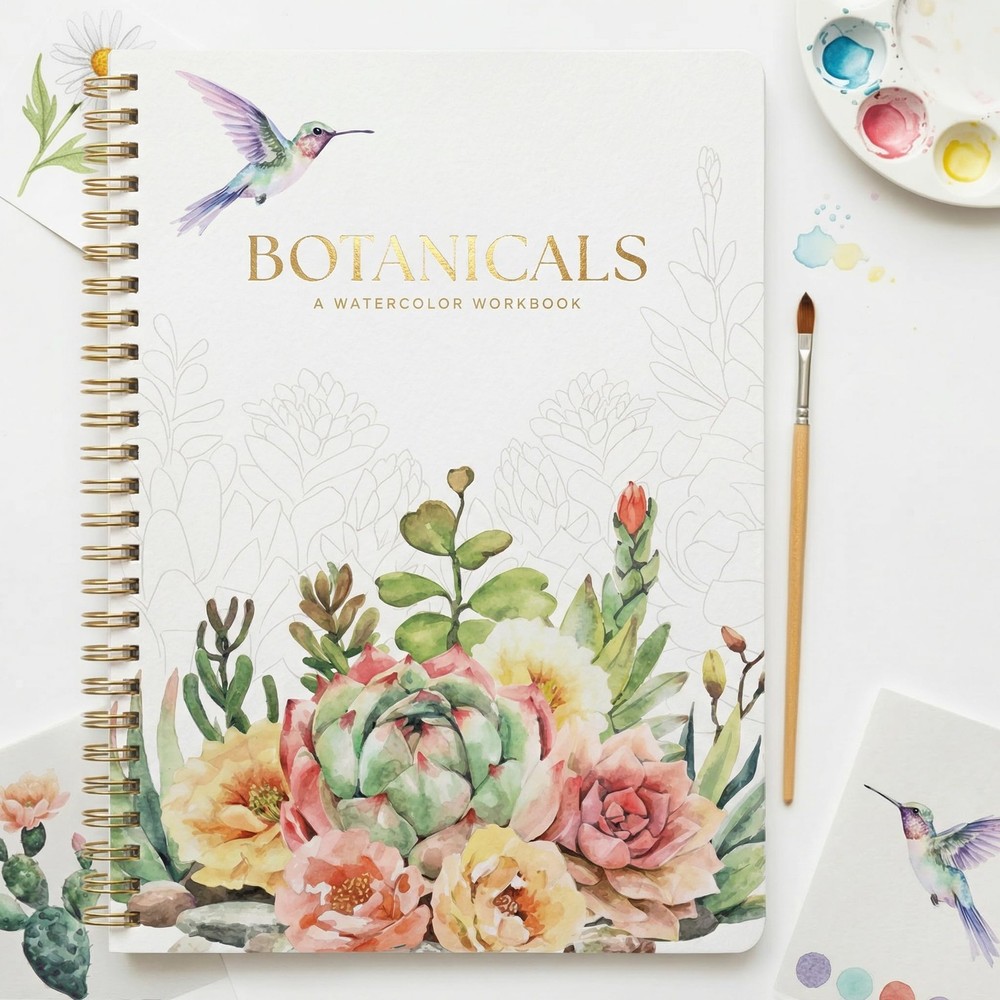 Beautiful Watercolor Workbook for Beginners – Relaxing 6.5 x 9 inches, Multi